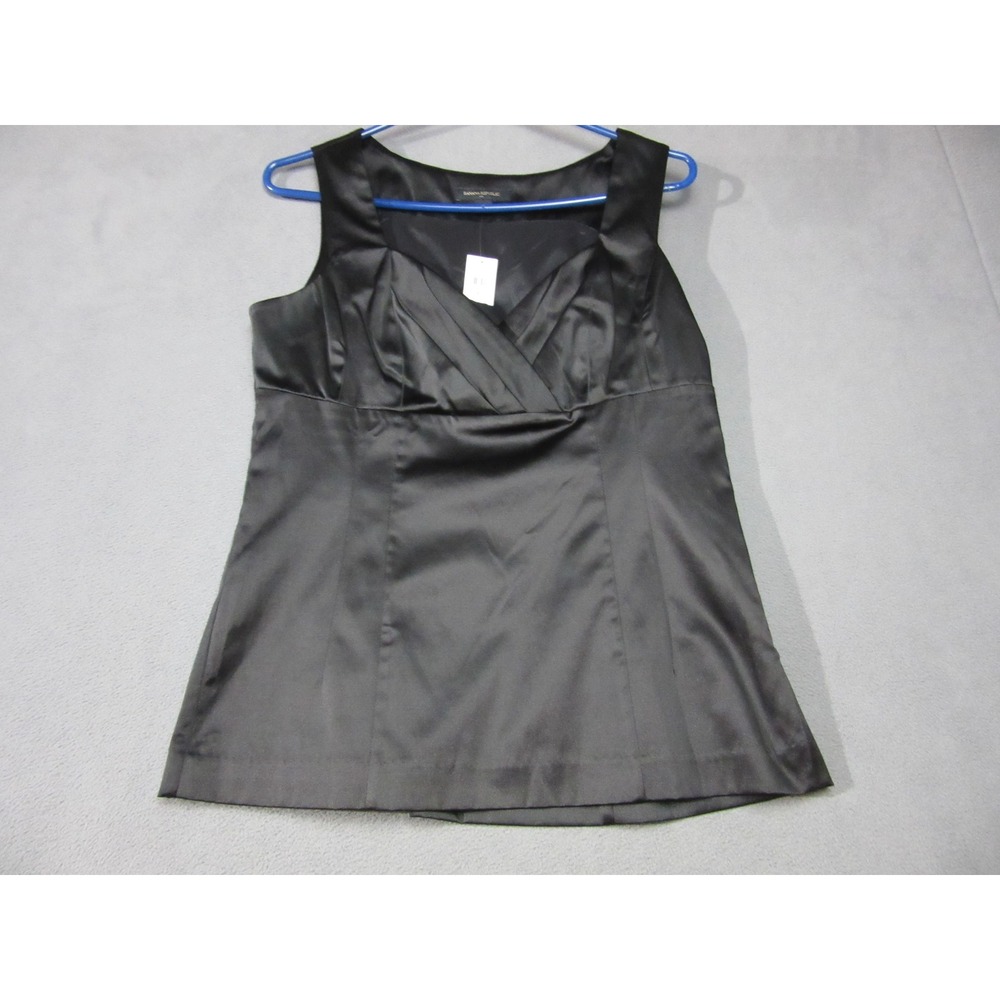 Banana Republic Tank Top Womens 6 Black Surplice V-Neck Satin Sleeveless Blouse